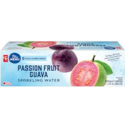 PC Blue Menu Sparkling Water, Passionfruit Guava Flavoured  12x355.0 ml, $0.13/100ml