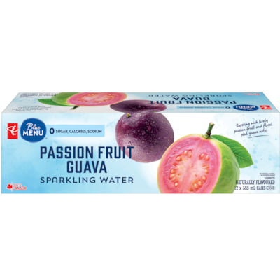 PC Blue Menu Sparkling Water, Passionfruit Guava Flavoured  12x355.0 ml, $0.13/100ml