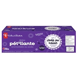 Eau pétillante aromatisée au soda, arôme de soda au raisin, 12 canettes