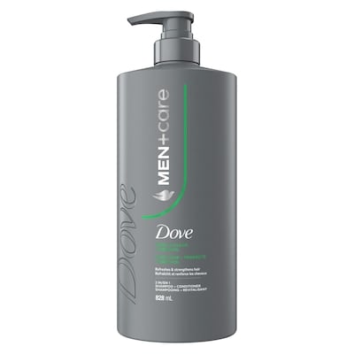 Dove 2-en-1 shampooing + revitalisant rafraîchit et renforce les cheveux men+care fresh & clean avec menthol, 828 ml 828 ml, 1,81 $/100ml