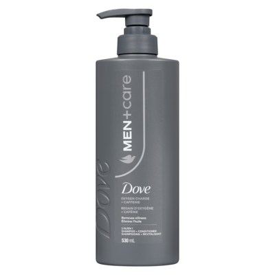 Dove 2 en 1 shampooing + revitalisant regain d'oxygène + caféine 530 ml, 2,26 $/100ml