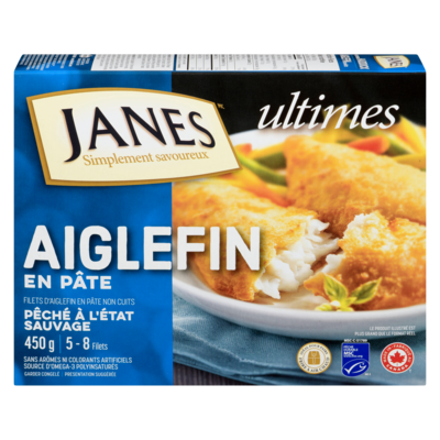 Janes Aiglefin en pâte 450 g, 4,44 $/100g