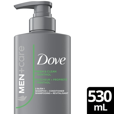 Dove 2-en-1 shampooing + revitalisant rafraîchit et renforce les cheveux men+care fresh & clean avec menthol, 530ml 530 ml, 1,66 $/100ml