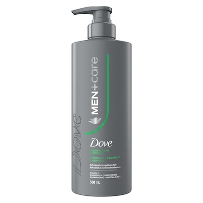Dove 2-en-1 shampooing + revitalisant rafraîchit et renforce les cheveux men+care fresh & clean avec menthol, 530ml 530 ml, 1,51 $/100ml