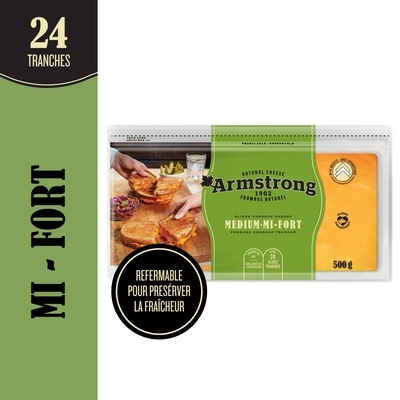 Armstrong Fromage Cheddar mi-fort en tranches 500 g, 1,96 $/100g
