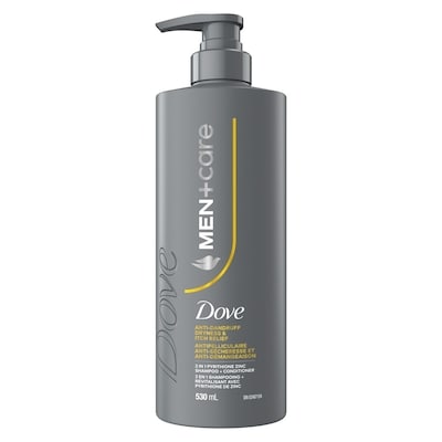 Dove 2-en-1 shampooing + revitalisant pour hydrater et apaiser le cuir chevelu sec men+care sécheresse et démangeaison avec pyrithione zinc, 530ml 530 ml, 1,51 $/100ml