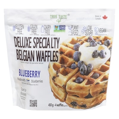 TRUE TASTE Deluxe Specialty Belgian Waffles Blueberry 450 g, $2.18/100g