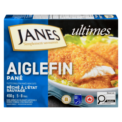 Janes Aiglefin pané 450 g, 4,44 $/100g