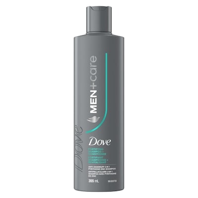 Dove 2-en-1 shampooing + revitalisant pour un nettoyage et un soin efficaces, men+care fortifiant anti-pellicules avec pyrithione zinc & menthol, 355ml 355 ml, 2,05 $/100ml