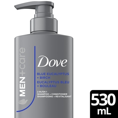 Dove 2 en 1 shampooing + revitalisant eucalyptus bleu + bouleau 530 ml, 1,66 $/100ml
