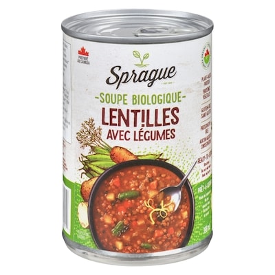 Sprague Soupe biologique lentilles avec légumes 398 ml, 1,45 $/100ml