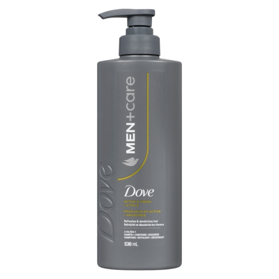 Dove 3 en 1 shampooing + revitalisant + désodorisant fraîcheur et active + argrumes 530 ml, 2,07 $/100ml