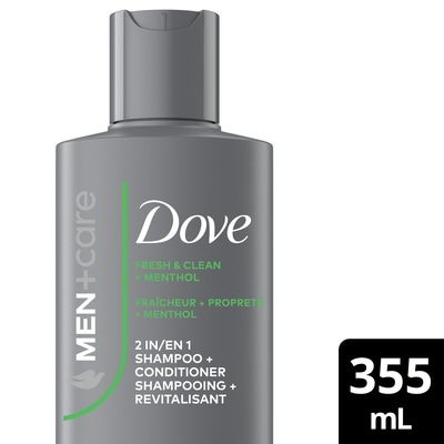 Dove 2 In 1 Shampoo + Conditioner Fresh & Clean + Menthol 355 ml, $2.11/100ml