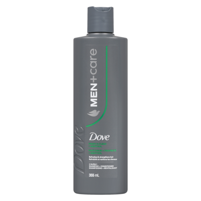 Dove 2 en 1 shampooing + revitalisant fraîcheur + propreté + menthol 355 ml, 2,25 $/100ml