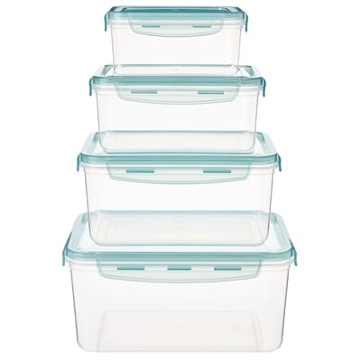 Lot de 4 contenants pour aliments avec couvercles verrouillables - assortiment de grands contenants