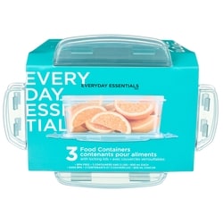 Everyday Essentials Lot de 3 contenants pour aliments avec couvercles verrouillables - 800 mL chacun 3 ea, 2,33 $/1ch