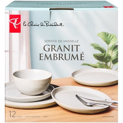 le Choix du Président Service de vaisselle Granit embrumé – 12 pièces 1 ea, 45,00 $/1ch