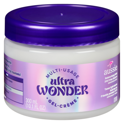 Aussie Gel crème tout-en-un ultra wonder, produit coiffant à tenue hydratante, gel + crème, pour tous les types de cheveux et de boucles 300 ml, 5,00 $/100ml