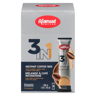 Al Ameed Mélange à café instantané 3 in 1 classique 360 g, 2,50 $/100ml