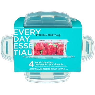 Everyday Essentials Food Containers with Locking Lids 4 Pack - 400 mL 4 ea, $1.75/1ea