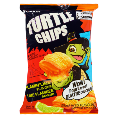 Orion Turtle Chips, Flaming Lime 160 g, $2.18/100g