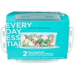 Everyday Essentials Lot de 2 contenants pour aliments avec couvercles verrouillables - 2,30 L chacun 2 ea, 5,00 $/1ch