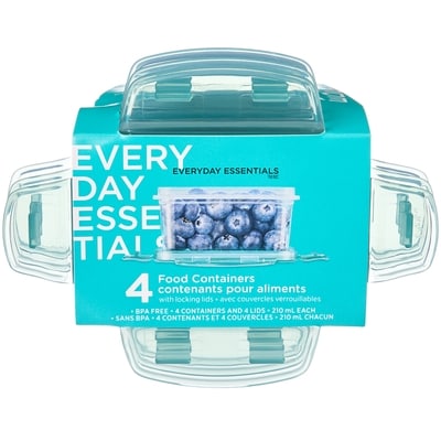Everyday Essentials Food Containers with Locking Lids 4 Pack - 210 mL 4 ea, $1.50/1ea