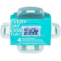 Everyday Essentials Lot de 4 contenants pour aliments avec couvercles verrouillables - 200 mL 4 ea, 1,50 $/1ch