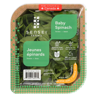 Sensei Farms Baby Spinach 113 g, $4.42/100g