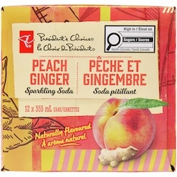 President's Choice Peach and Ginger Sparkling Soda 12 Pack