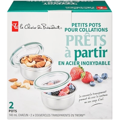 le Choix du Président Pots à collation Prêts à partir en acier inoxydable 2 ea, 9,00 $/1ch