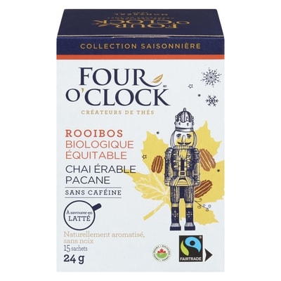 Four O’Clock Rooibos chai érable pacane 24 g, 26,21 $/100g