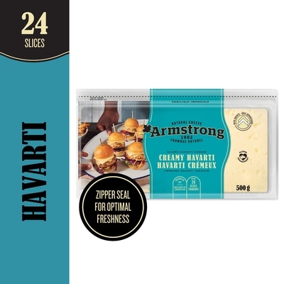 Armstrong Sliced Havarti Cheese Creamy Havarti 35 % M.F. 500 g, $1.96/100g