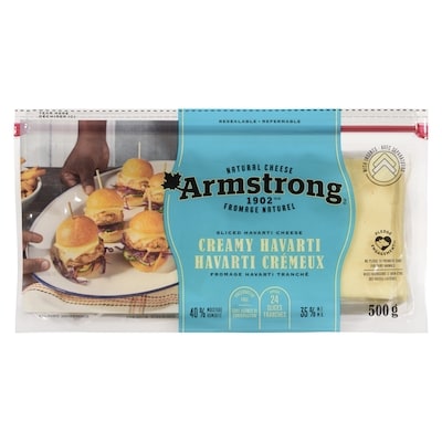 Armstrong Fromage havarti tranché havarti crémeux 35 % m.g. 24x500.0 g, 1,96 $/100g