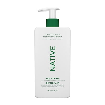 Native Shampooing et revitalisant 2 en 1 soins capillaires Détoxification du cuir chevelu, Eucalyptus et menthe 487 ml, 3,69 $/100ml