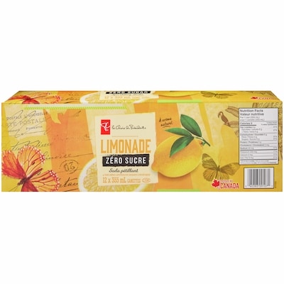 Soda pétillant à la limonade zéro sucre, lot de 12&nbsp;canettes