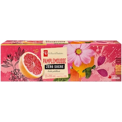 le Choix du Président Soda pétillant au pamplemousse zéro sucre, paquet de 12 12x355.0 ml, 0,17 $/100ml