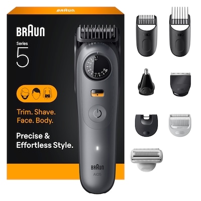 Braun All-in-One Series 5 Trimmer Kit, 40 Lengths, Ultra Sharp Blade, AIO 5510, Moonstone Grey 1 ea, $73.99/1ea