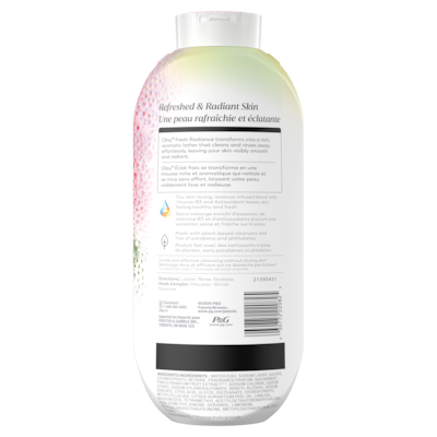 Nettoyant pour le corps Éclat frais avec essence d’eau de rose et de nectar sucré et mélange de vitamine B3 et d’antioxydants