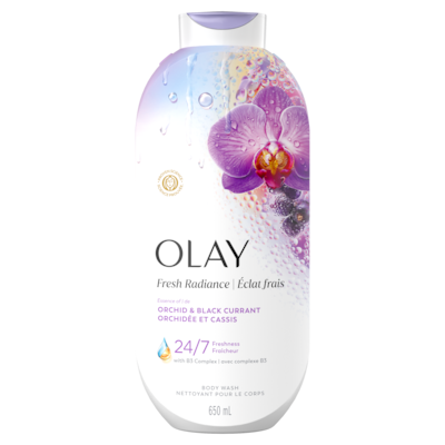 Olay Nettoyant pour le corps Éclat frais avec essence d’orchidée et de cassis et mélange de vitamine B3 et d’antioxydants 650 ml, 2,08 $/100ml
