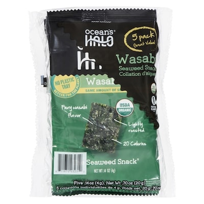 OCEAN'S HALO Collation d'algues wasabi 5x4.0 g, 22,45 $/100g