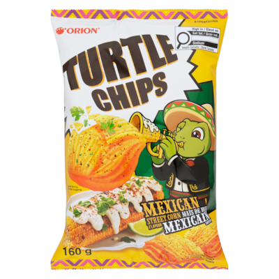Orion Turtle Chips Mexican Street Corn Flavour 160 g, $2.99/100g