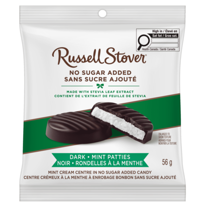 Russell Stover Mint Cream Centre In No Sugar Added Candy Dark Mint Patties 56 g, $7.13/100g
