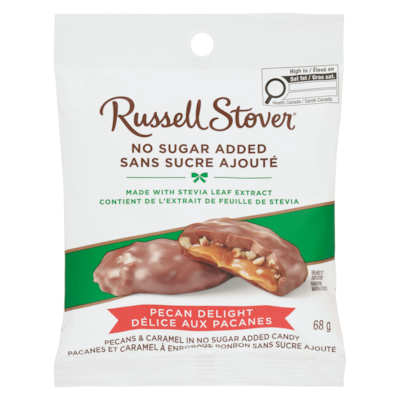 Russell Stover Pacanes et caramel à enrobage bonbon sans sucre ajouté délice aux pacanes 68 g, 6,31 $/100g