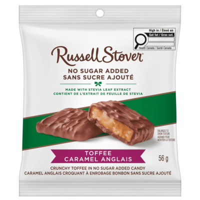 Russell Stover Sachet de Caramel croquant (toffee) sans sucre ajouté 56 g, 7,66 $/100g