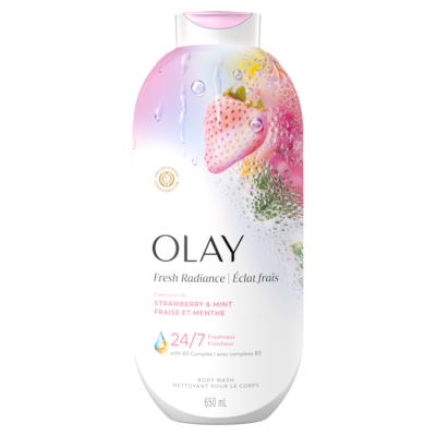 Olay Fresh Radiance Body Wash with Essence of Strawberry and Mint, Vitamin B3 and Antioxident Blend 650 ml, $1.84/100ml