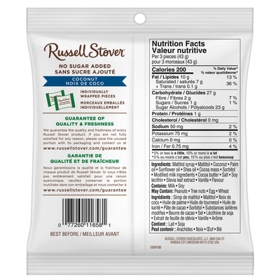 Sachet de bonbons à la noix de coco sans sucre ajouté