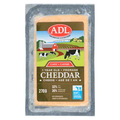 ADL Fromage cheddar classique agé de 1 an 32% m.g. 270 g, 3,51 $/100g