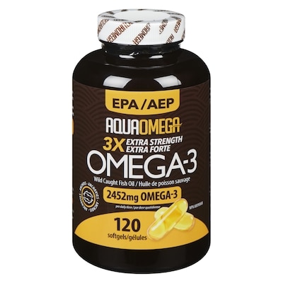 Aqua Omega Omega-3 huile de poisson sauvage aep 3x extra forte 120 ea, 0,37 $/1ch