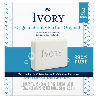 Ivoire Pain de savon doux, parfum original, paquet de 3 270 g, 1,66 $/100g